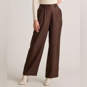 QUINCE 100% Washable Silk Trousers Color Hot Fudge Size 8